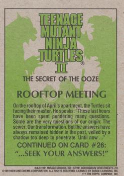 1991 Topps Teenage Mutant Ninja Turtles II: The Secret of the Ooze #25 Rooftop Meeting Back