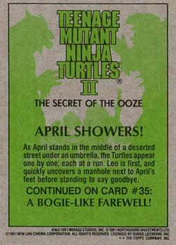 1991 Topps Teenage Mutant Ninja Turtles II: The Secret of the Ooze #34 April Showers! Back