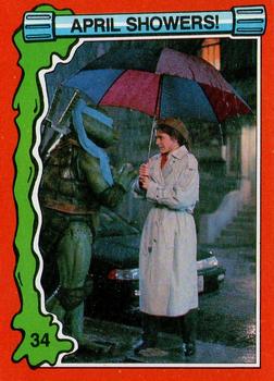1991 Topps Teenage Mutant Ninja Turtles II: The Secret of the Ooze #34 April Showers! Front