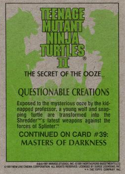 1991 Topps Teenage Mutant Ninja Turtles II: The Secret of the Ooze #38 Questionable Creations Back