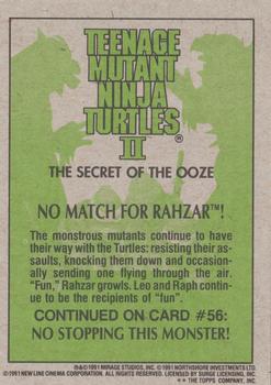 1991 Topps Teenage Mutant Ninja Turtles II: The Secret of the Ooze #55 No Match for Rahzar! Back