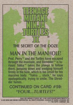 1991 Topps Teenage Mutant Ninja Turtles II: The Secret of the Ooze #58 Man in the Manhole! Back