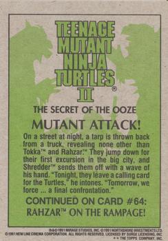 1991 Topps Teenage Mutant Ninja Turtles II: The Secret of the Ooze #63 Mutant Attack! Back