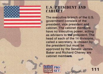 1991 Pro Set Desert Storm #111 U.S. President and Cabinet Back