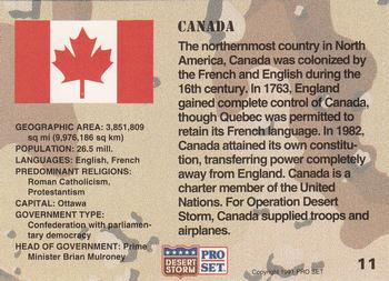 1991 Pro Set Desert Storm #11 Canada Back