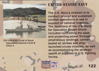 1991 Pro Set Desert Storm #122 United States Navy Back