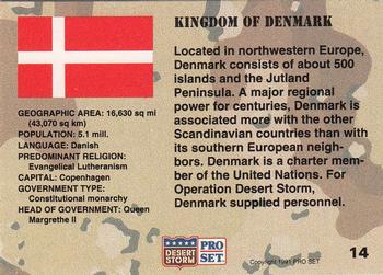 1991 Pro Set Desert Storm #14 Kingdom of Denmark Back