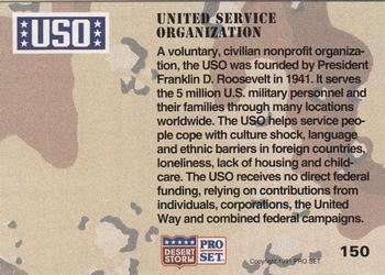1991 Pro Set Desert Storm #150 United Service Organization Back