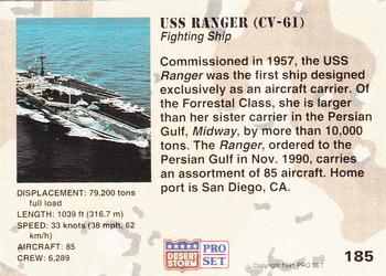 USS RANGER CV-61 U.S Navy Carrier 1991 Pro Set Desert Storm Card #185 