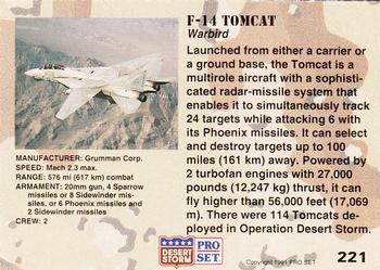 1991 Pro Set Desert Storm #221 F-14 Tomcat Back