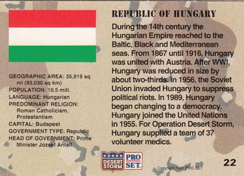 1991 Pro Set Desert Storm #22 Republic of Hungary Back