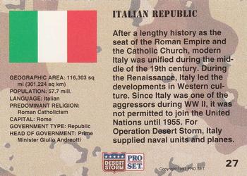 1991 Pro Set Desert Storm #27 Italian Republic Back
