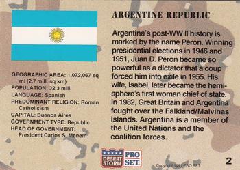 1991 Pro Set Desert Storm #2 Argentine Republic Back