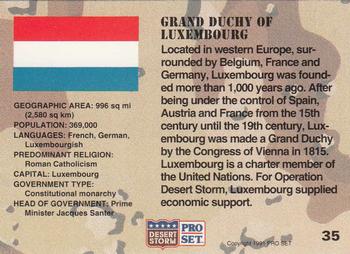 1991 Pro Set Desert Storm #35 Grand Duchy of Luxembourg Back