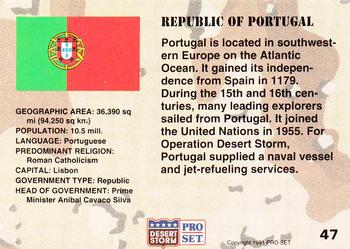 1991 Pro Set Desert Storm #47 Republic of Portugal Back