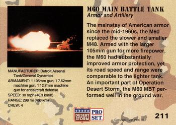1991 Pro Set Desert Storm #211 M60 Main Battle Tank Back