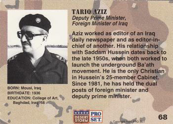 1991 Pro Set Desert Storm #68 Tariq Aziz Back