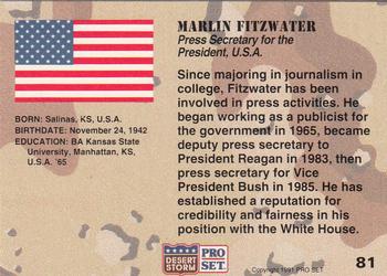 1991 Pro Set Desert Storm #81 Marlin Fitzwater Back