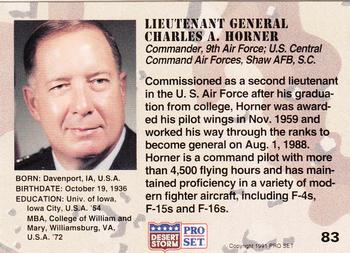 1991 Pro Set Desert Storm #83 Lt Gen. Charles A. Horner Back