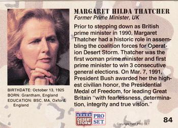 1991 Pro Set Desert Storm #84 Margaret Thatcher Back