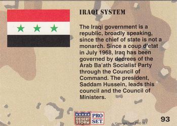 1991 Pro Set Desert Storm #93 Iraqi System Back