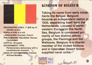 1991 Pro Set Desert Storm #9 Kingdom of Belgium Back