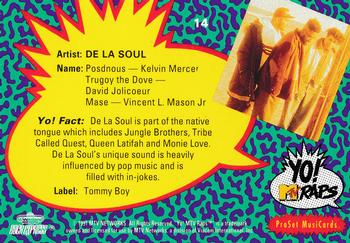 1991 Pro Set Yo! MTV Raps #14 De La Soul Back