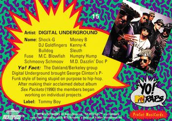 1991 Pro Set Yo! MTV Raps #15 Digital Underground Back
