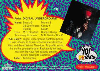 1991 Pro Set Yo! MTV Raps #16 Digital Underground Back