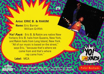 1991 Pro Set Yo! MTV Raps #29 Eric B. & Rakim Back