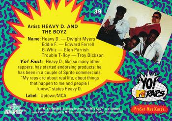 1991 Pro Set Yo! MTV Raps #39 Heavy D. and The Boyz Back