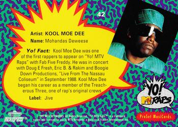 1991 Pro Set Yo! MTV Raps #42 Kool Moe Dee Back
