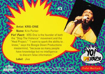 1991 Pro Set Yo! MTV Raps #43 KRS-One Back