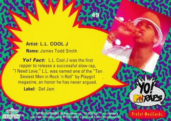 1991 Pro Set Yo! MTV Raps #49 L.L. Cool J Back