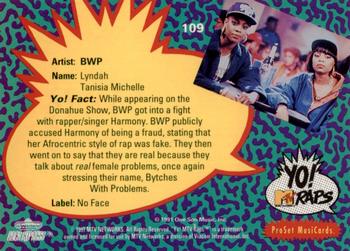 1991 Pro Set Yo! MTV Raps #109 BWP Back