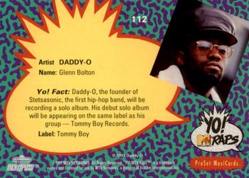 1991 Pro Set Yo! MTV Raps #112 Daddy-O Back