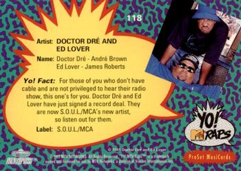 1991 Pro Set Yo! MTV Raps #118 Ed Lover & Doctor Dré Back