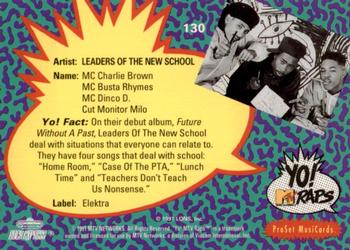 1991 Pro Set Yo! MTV Raps #130 Leaders of the New School Back