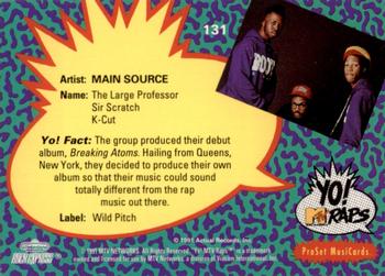 1991 Pro Set Yo! MTV Raps #131 Main Source Back
