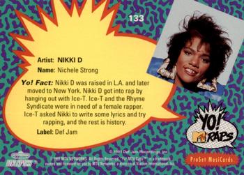 1991 Pro Set Yo! MTV Raps #133 Nikki D Back