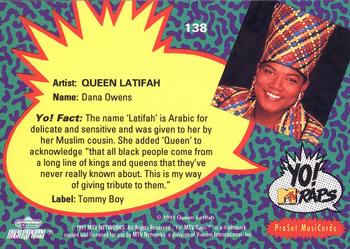 1991 Pro Set Yo! MTV Raps #138 Queen Latifah Back