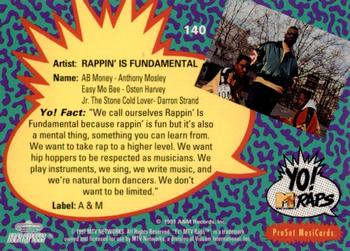 1991 Pro Set Yo! MTV Raps #140 Rappin' Is Fundamental Back