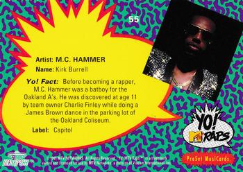 1991 Pro Set Yo! MTV Raps #55 M.C. Hammer Back