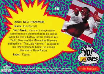 1991 Pro Set Yo! MTV Raps #56 M.C. Hammer Back