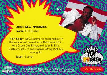 1991 Pro Set Yo! MTV Raps #57 M.C. Hammer Back