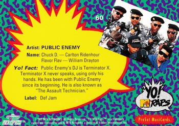 1991 Pro Set Yo! MTV Raps #60 Public Enemy Back