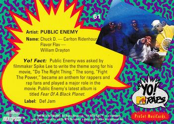 1991 Pro Set Yo! MTV Raps #61 Public Enemy Back