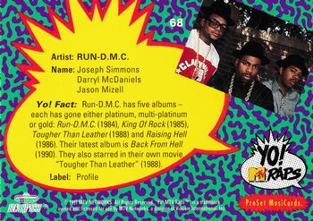 1991 Pro Set Yo! MTV Raps #68 Run-D.M.C. Back