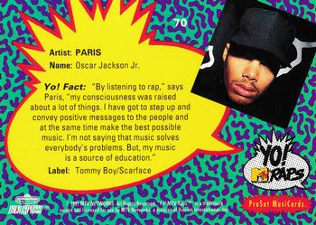 1991 Pro Set Yo! MTV Raps #70 Paris Back