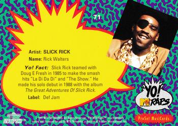 1991 Pro Set Yo! MTV Raps #71 Slick Rick Back